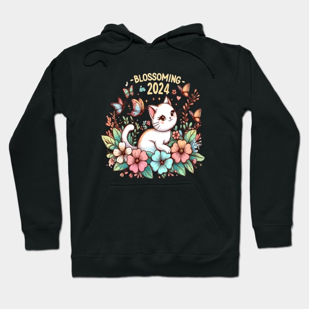 Cat Blossoming Hoodie by maknatess